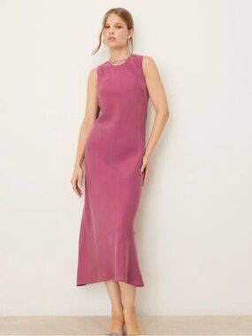 Mango Sleeveless Midi Dress in Rose Pink